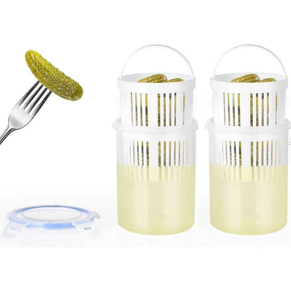 2 Pcs Pickle Jar Storage Container with Strainer, Pickle Holder Keeper Lifter, Bucket Of Pickles, Kitchenware Food Saver for Preserving And Keeping Ze
