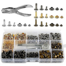 360 Leather Rivets Set Double Cap, Tubular Metal Rivet 3 Sizes Zekai