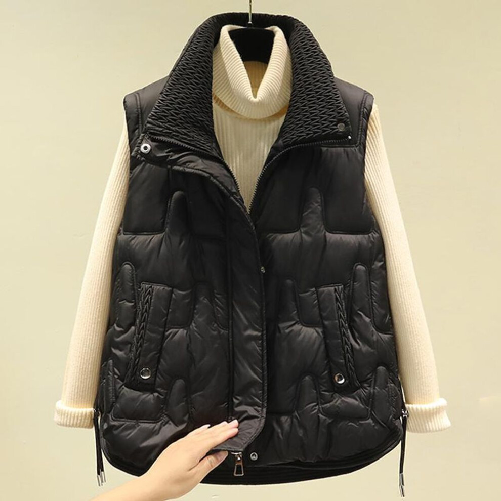 (black, L) Autumn Winter Vests For Women  New Fashion Thick Warm Zipper Sleeveless Parkas Korean Style Women&apos;s Winter Coat