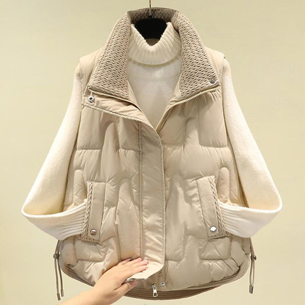 (khaki, L) Autumn Winter Vests For Women  New Fashion Thick Warm Zipper Sleeveless Parkas Korean Style Women&apos;s Winter Coat