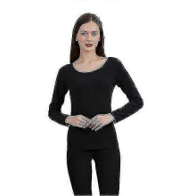 (L, black) Silk Women"s Silk Thermal Underwear Sets,silk Long Underwear Sets Zekai