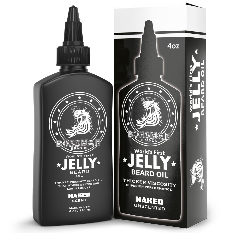 Bossman Beard Oil Jelly (4oz) - Beard Growth Softener  Moisturizer Lotion Gel with Natural Ingredients - Beard Growing Product (Naked Scent)