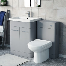 Nes Home Matte Grey 600mm Freestanding Basin Vanity WC Unit & Toilet
