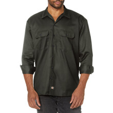 Dickies Herren Langarm-Arbeits-Utility-Button-Down-Hemden Olivgrn, Gre S, US