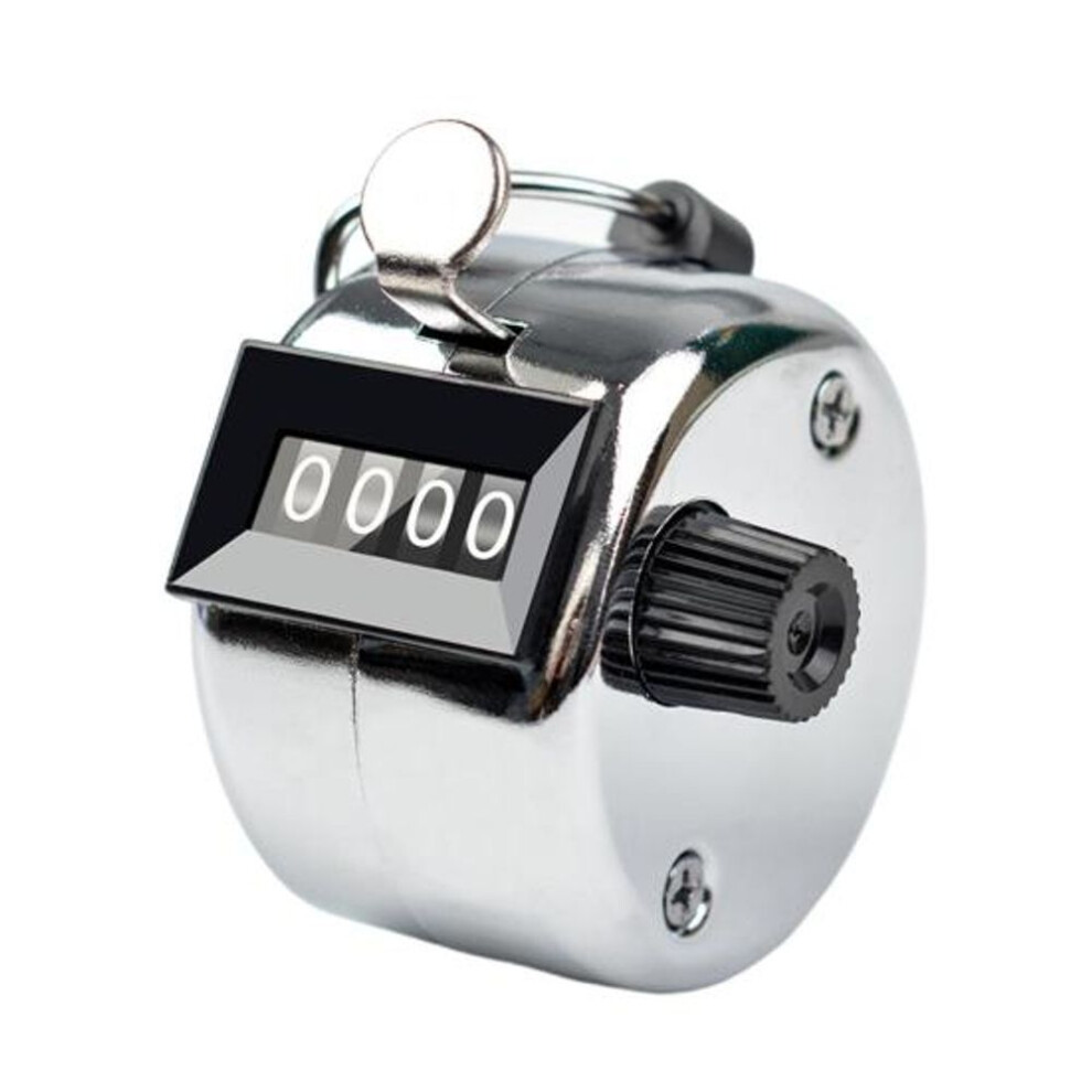 (silver) Yousheng Metal Hand Tally Counter Clicker With 4 Digit Display No Battery Required Compact Size Portable Mechanical Clicker Counter Sports Supplies