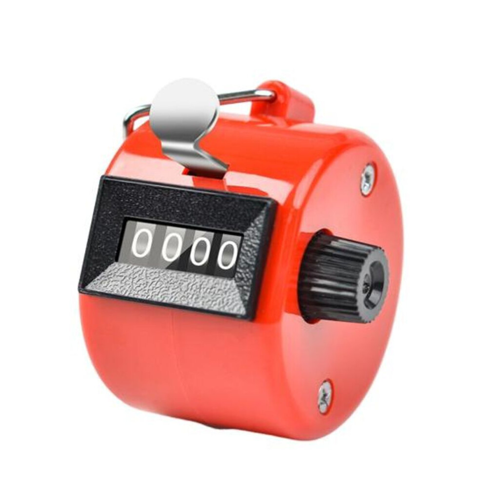 (red) Yousheng Metal Hand Tally Counter Clicker with 4 Digit Display No Battery Required Compact Size Portable Mechanical Clicker Counter Sports Supplies