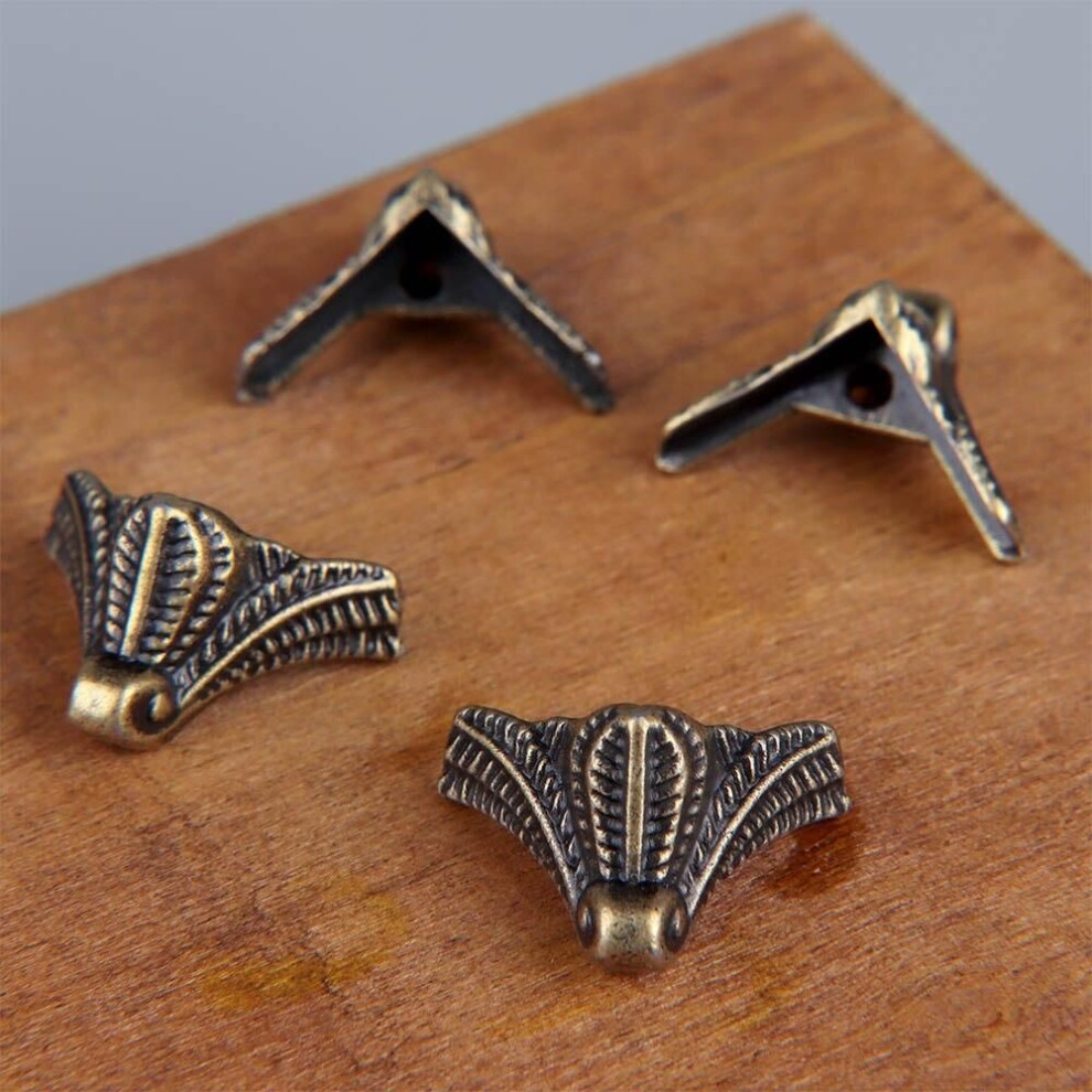 4Pcs Antique Corner Protector Bronze Jewelry Chest Box Wooden Case Decorative Feet Leg Metal Corner Bracket Hardware 1131342638312