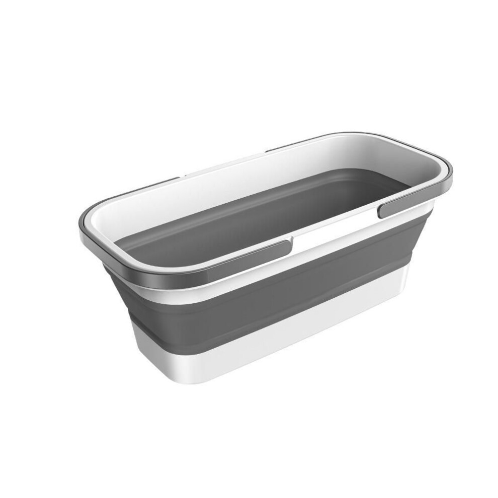 (grey) Foldable Mop Bucket Collapsible Portable Wash Basin Car Washing Bucket With Handle Fishing Pail Tools Large-capacity Barrel