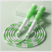 Corde à sauter (verte), corde tressée en perles souples, longueur ajustable, corde à sauter en perles souples non emmêlée