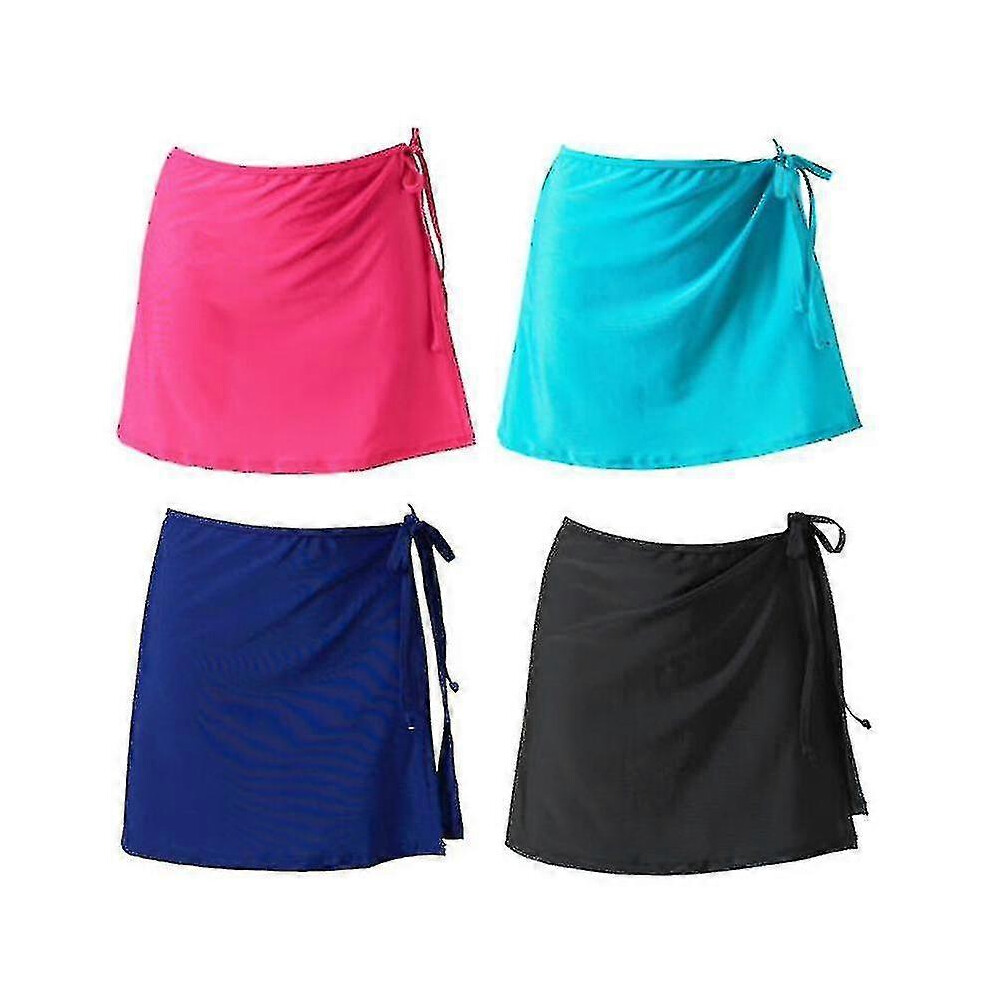 (Black,M)Femme Fash Beach Vacat Bikini Skirt Lace-up Mini Skirt Fe Swim Bikini Bm Apron