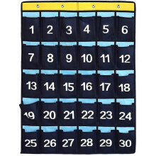 Numbered Organizer Classroom Pocket Chart for Cell Phones Calculators Holders Blue (36 Pockets)