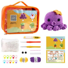 (4)DIY Handmade Doll Crochet Kit For Beginners Penguin Sewing Material Package Hand Knitting For Kids Adults Crochet Lovers
