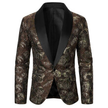 Blazer dÃcontractà en tissu luxe texturà pour homme XL, marron - IdÃal pour affaires, banquets, performances et mariages