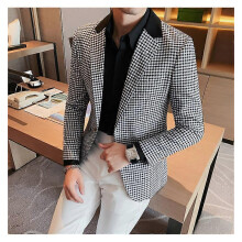 Costume de haute qualità hommes style britannique slim ÃlÃgant mode dÃcontractÃe blazer noir M 52-57kg