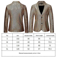(XL,Gold)Sequins Blazers Shiny Sequins Suit Jacket Halloween Outfits Two Button Blazer Tuxedo Disco Glitter Party Blazer For Men Dinner