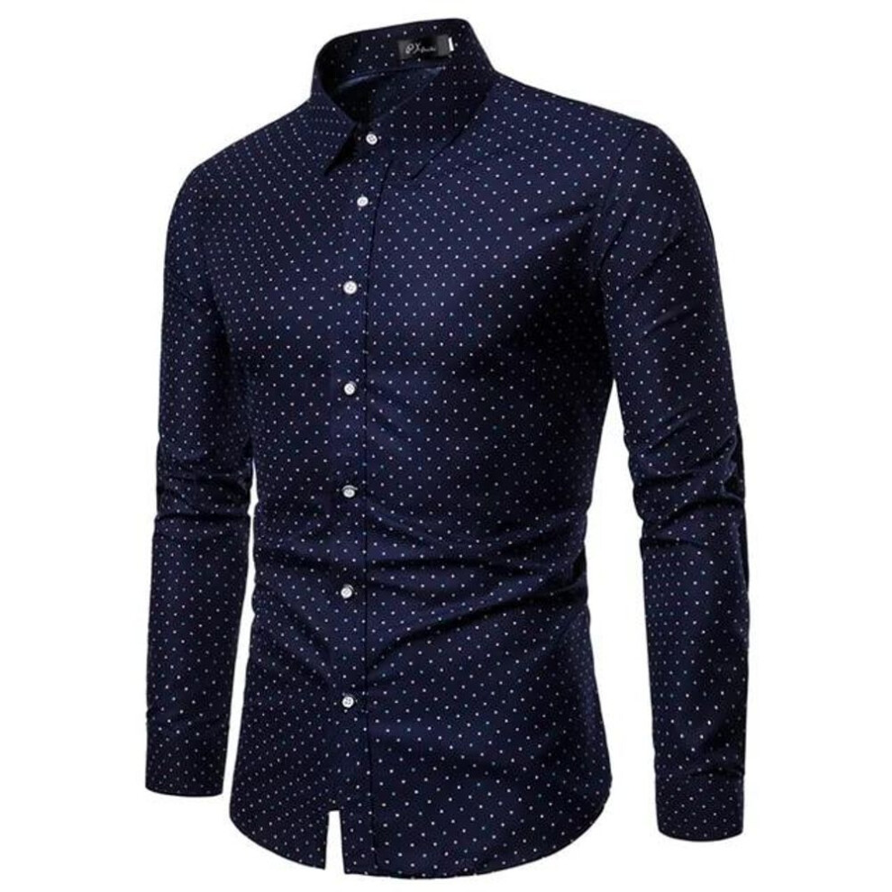(blue, S) Mens Long Sleeve Hawaiian Shirt Summer Casual Floral Shirts For Men