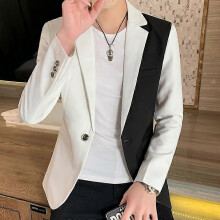 (Asia XL 58-65kg,white 3)Men's Blazer Suit Jacket 2024 Spring New Fashion Korean Slim Suit Jacket Social Prom Dress Jacket Men's High Quality Clothing