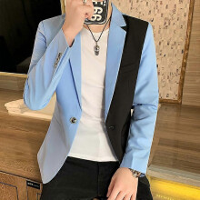 (Asia L 52-58kg,blue 3)Men's Blazer Suit Jacket 2024 Spring New Fashion Korean Slim Suit Jacket Social Prom Dress Jacket Men's High Quality Clothing