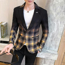 Veste de costume blazer pour homme, mode printemps 2024, coupe slim, haute qualitÃ, jaune, taille Asie L 52-58kg
