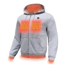 (L,Gray)Outdoor Electric USB Heating Sweaters Hoodies Men Winter Warm Heated Clothes Charging Heat Jacket Sportswear P5103
