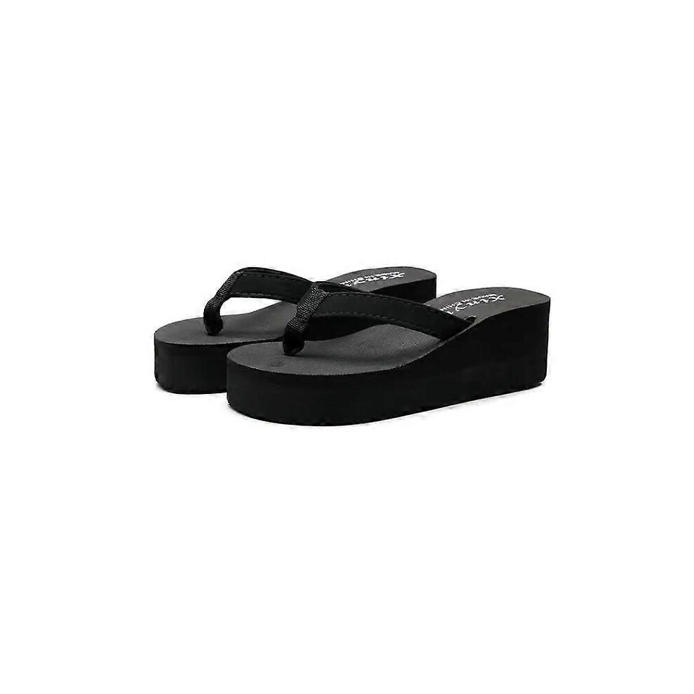 (35,noir A)style d'été tongs femmes talon super haut pente avec antidérapant tongs de plage pantoufles décontractées