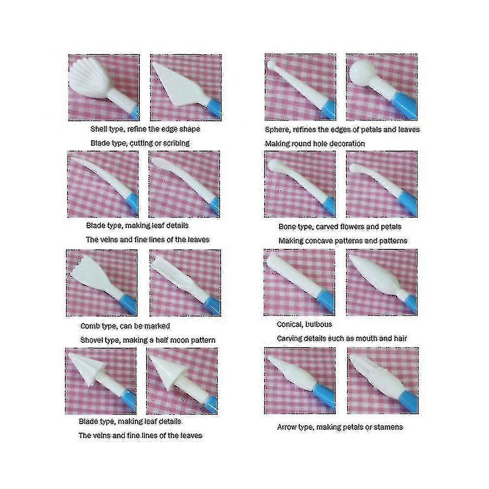 (rose)8pcs Sculpture de fleurs en sucre pour gâteau Fondant Stylo de décoration de gâteau Outils de pâtisserie Diy Moule Cak -z