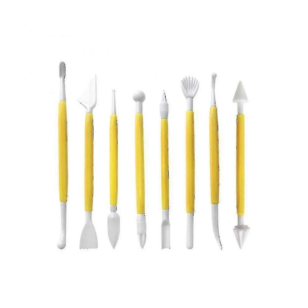 (jaune)8pcs Groupe Sculpture de fleurs en sucre pour gâteau Fondant Stylo de décoration de gâteau Outils de pâtisserie Diy Moule Cak -z