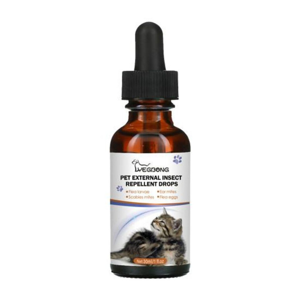 (as the picture) 30ml Natural Pet Insect Repellent Drops Safe Effective Flea Tick Treatment For Dogs Cats Bottle