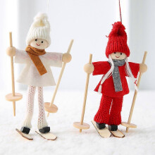 New Christmas decoration knitted wool felt couple doll pendant pendant gift scene arrangement decoration O long sleigh