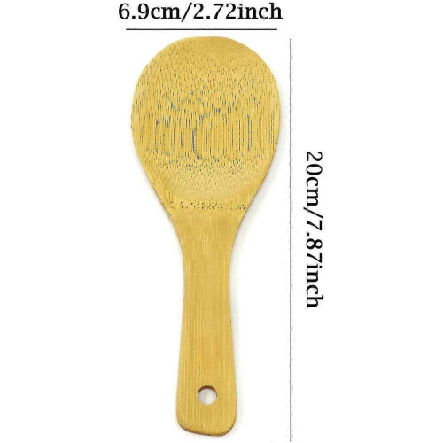 2pcs Bamboo Rice Scoops Paddles for Kitchen (20cm) -T 1