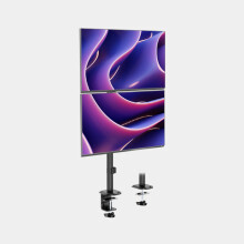 2x24″ Dual Monitors - Vertical Clamp Stand - (1920 x 1080) - 2xDVI - Refurbished