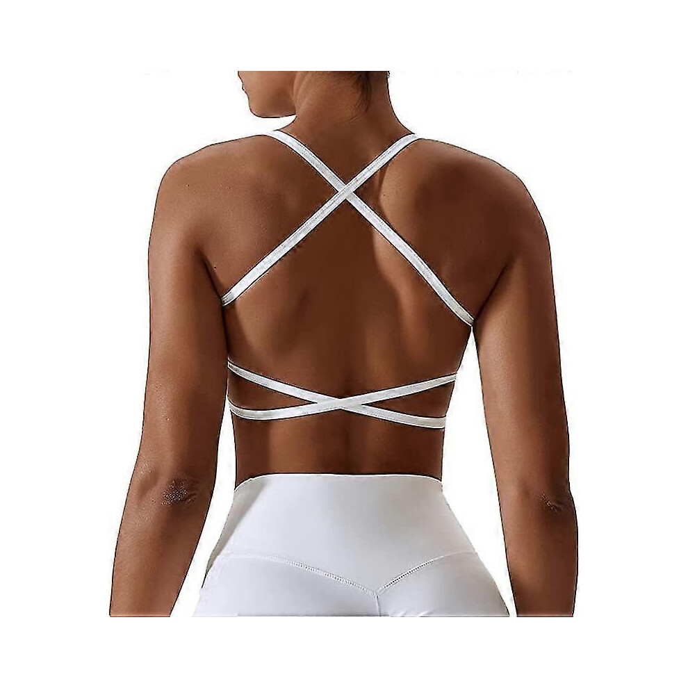 Soutien-gorge de sport femme dos nu, push up, croisÃ, sans armature pour yoga et gym