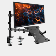 24" Computer Widescreen Monitor (1920x1080) - VGA - Clamp Stand & Laptop Shelf - Refurbished