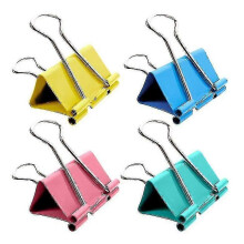 (24*32mm)Clips pour classeurs Clips à rabat en métal Couleurs assorties Pinces à papier