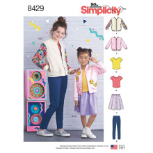 Simplicity US8429K5 Girls Pants Skirt Short Sleeve Shirt and Jacket Sewing Patterns Sizes 714