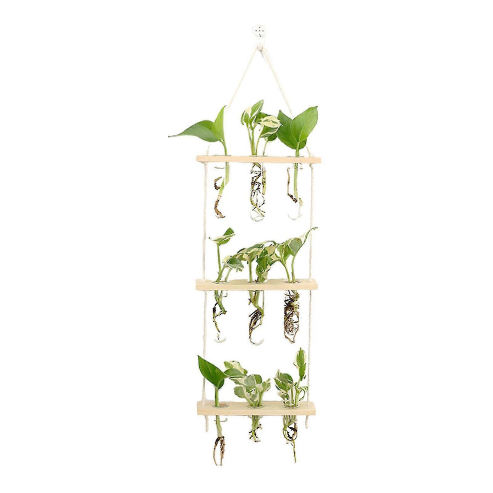 (Beige)Avec Support en Bois Jardin 3 Niveaux Tube d'Essai Jardinière Murale Propagateur Nouveau