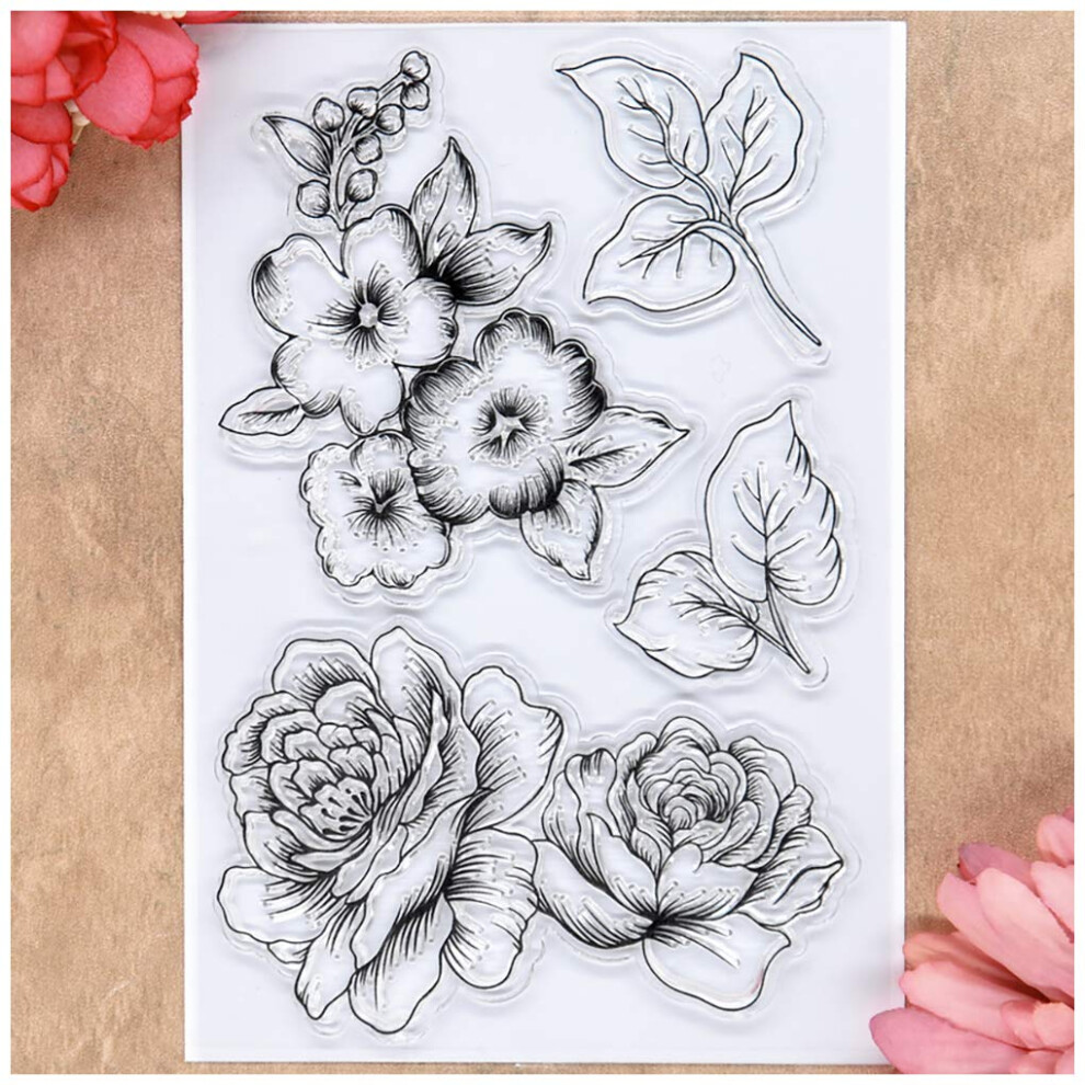 Sellos Transparentes De Flores Y Hojas De Kwan Crafts Para Hacer Tarjetas, Decoraci N Y-image