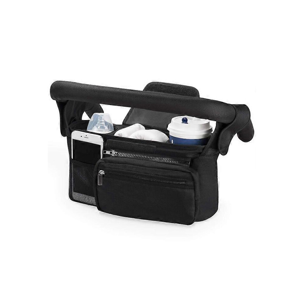(Black) Universal Stroller Organizer Fits For Stroller Like Uppababy, Baby Jogger, Britax, Bob, Umbrella Black