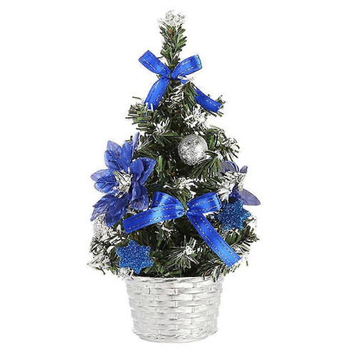 (blue) 20cm Desktop Mini Christmas Tree, Home Decoration Small Pine Artificial Tree
