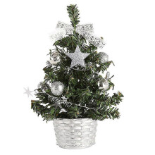 (silver) 20cm Desktop Mini Christmas Tree, Home Decoration Small Pine Artificial Tree
