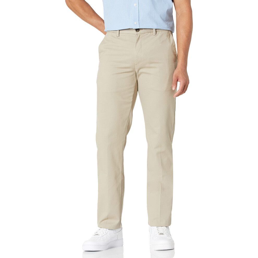 Amazon Essentials Mens Slim-Fit Wrinkle-Resistant Flat-Front chino Pant  Khaki Brown  32W x 34L