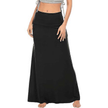 (S, Black) Long Skirts for Women Fall Winter Maxi Skirt High Waist