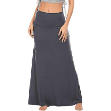 (M, Grey) Long Skirts for Women Fall Winter Maxi Skirt High Waist