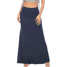 (M, Navy Blue) Long Skirts for Women Fall Winter Maxi Skirt High Waist
