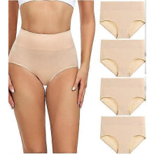 (3XL, Set 4) Women's Cotton Underwear High Waisted Ladies Panties Full Coverage Briefs 4 Pack