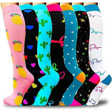 (S-M, SET 11) Compression Socks For Women & Men Circulation 6 Pairs For Athletic Running Cycling
