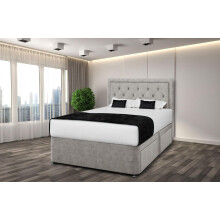 (SILVER, 5FT) RIO PLUSH DIVAN BED SET WITH 2 DRAWERS -ALL SIZES