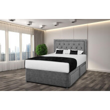 (GREY, 4FT) RIO PLUSH DIVAN BED SET WITH 2 DRAWERS -ALL SIZES