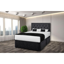 (BLACK, 5FT) RIO PLUSH DIVAN BED SET WITH 2 DRAWERS -ALL SIZES