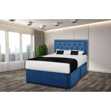 (BLUE, 5FT) RIO PLUSH DIVAN BED SET WITH 2 DRAWERS -ALL SIZES
